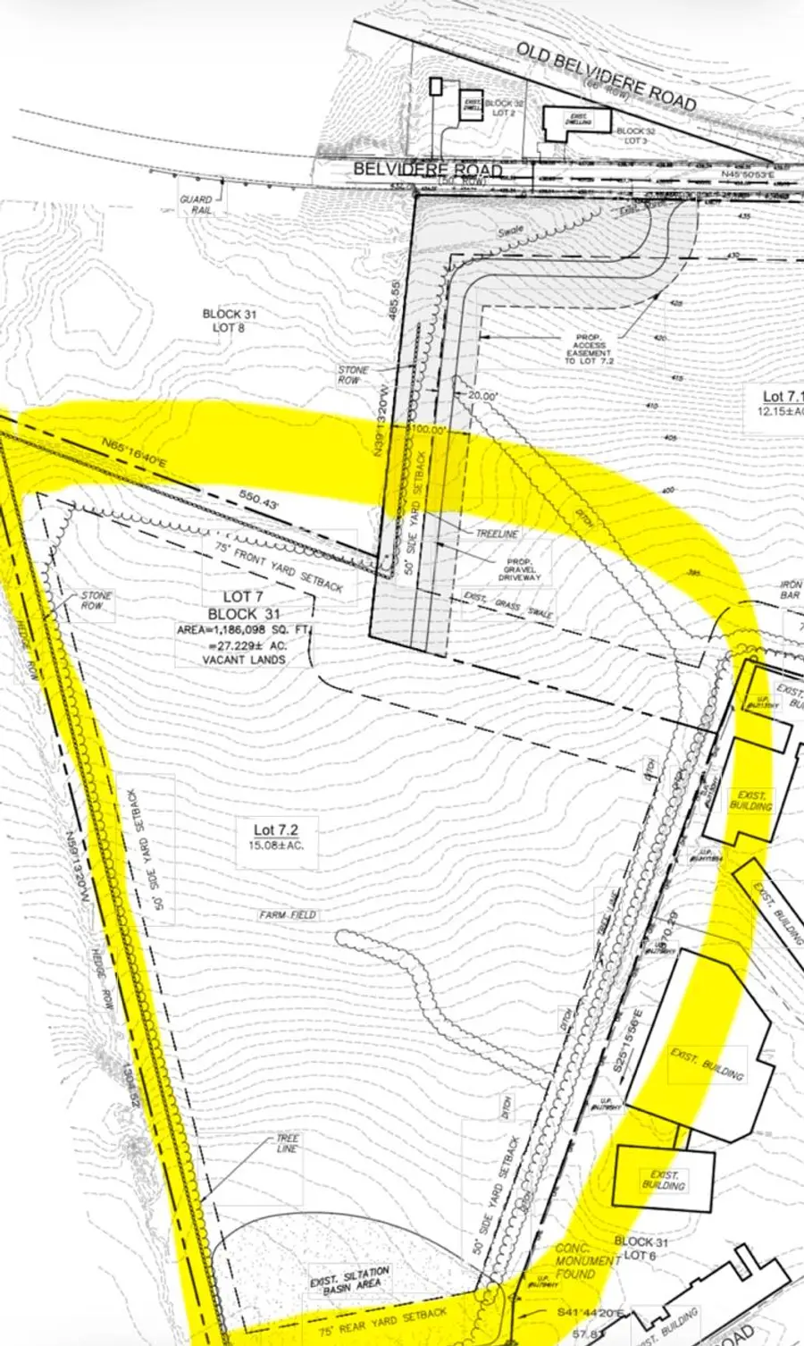 Surveyed site plan · Lot 7.2